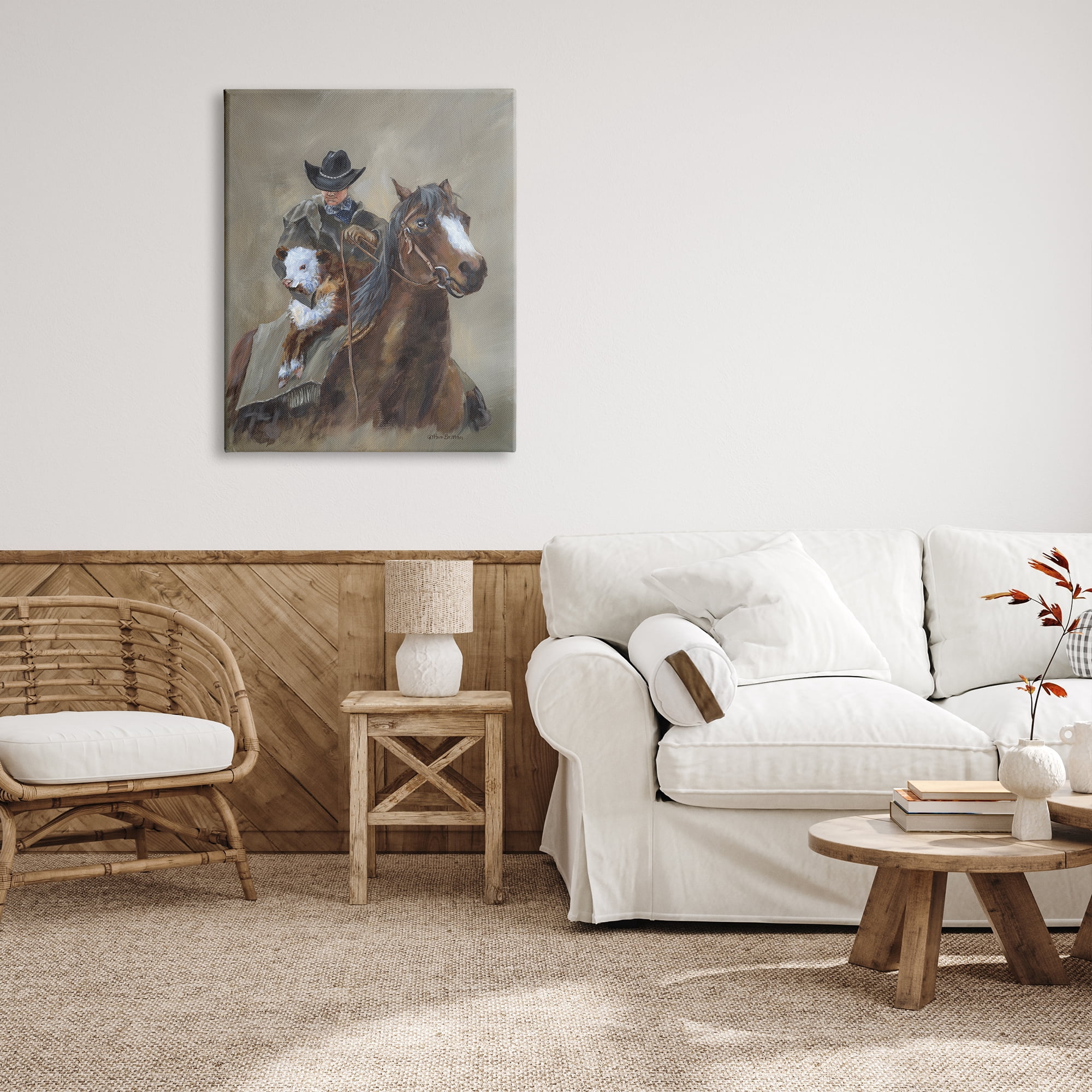 Stupell Ranch Cowboy Western Horse Animals & Insects Painting Gallery Wrapped Canvas Print Wall Art