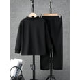 thumbnail image 4 of Mikrdoo Kid Boys Outfits Long Sleeve Half Zipper Top With Woven Label Elastic Long Pants Set 2Pcs Spring Autumn Clothing From 7-15Y Black, 4 of 10