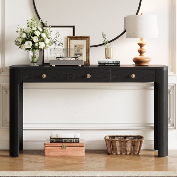 Dtwnek Console Table with 3 Drawers, Entryway Table Sofa Table for Hallway, Living Room, Black