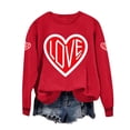 thumbnail image 3 of Wo-Fusoul Chandail en Molleton pour Femmes, Saint-Valentin Imprimé Feuille Col Rond Manches Longues Décontracté Sportif, Rouge, 3 of 7