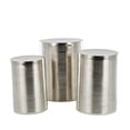 thumbnail image 6 of DecMode 18" x 24" Silver Metal Ribbed Drum Accent Table, 3-Pieces, 6 of 9