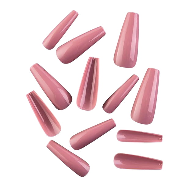 Fiudx Caja de 100 Uñas Postizas Mate con Parches Largos para Decoración de Uñas, Uñas Esmeriladas Completas