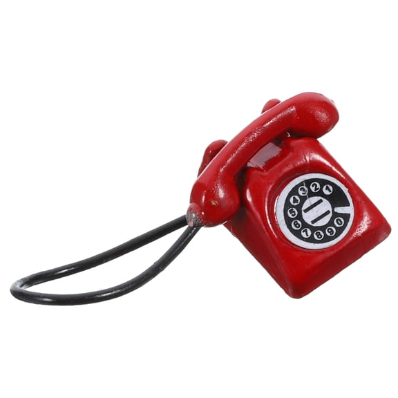 PBPBOX Toy Telephone Mini Retro Telephone Iron Red 1Pcs Roleplaying Imaginative Play