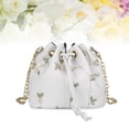 thumbnail image 1 of RUNROTOO White Shoulder Bucket Bag with Lace Flower Pattern and Drawstring Closure for Daily Use, 1 of 8
