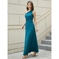 thumbnail image 6 of Scacto Women's Sexy One Shoulder Satin High Split Cocktail Wedding Party Maxi Dress, 6 of 7