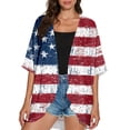 thumbnail image 4 of JULMCOMO 4th of July Lightweight Cardigans for Women Stars Stripes Half Sleeve Independence Day Kimono Cover Ups Summer Tops Wine M, 4 of 6