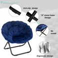 thumbnail image 4 of Folding Chair, Saucer Chair with Metal Frame, Comfy Moon Chairs for Bedroom, Living Rooms, Apartments, Camping, Lounging, Garden and Courtyard (Blue), 4 of 12