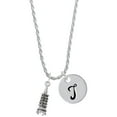 thumbnail image 1 of Delight Jewelry Pagoda with Clear Crystal Silvertone Script Initial Disc - T - Charm Necklace, 20"+3", 1 of 4