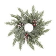 thumbnail image 2 of Artificial Snowy Cedar Candle Rings Red Berry Christmas Candle Holder Wreath Rings Mini Snowy Christmas Wreaths Faux Cedar Twigs Wreath 12.6” Wide for Winter Wedding Holiday Table Décor, 2 of 6