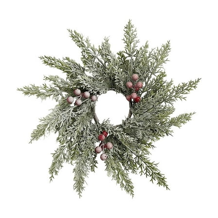 12.6" Christmas Wreath Decoration with Pines Needle and Red Berry, Xmas Wreath for Home Front Door Window