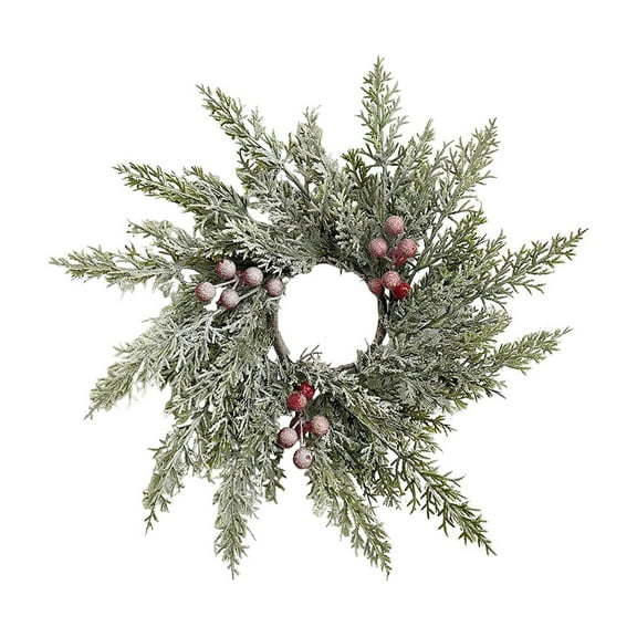 12.6" Christmas Wreath Decoration with Pines Needle and Red Berry, Xmas Wreath for Home Front Door Window