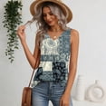 thumbnail image 4 of Women's Tank Tops Retro Floral Pattern V Neck Sleeveless Pleated Flowy Casual Vacation Tops Gray L, 4 of 4