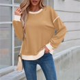 thumbnail image 4 of Sudadera Informal de Larga para Mujer, Cuello Redondo, Holgada, , con Ribete en Contraste. Amarillo XL, 4 of 9