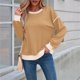 thumbnail image 4 of Sudadera Informal de Larga para Mujer, Cuello Redondo, Holgada, , con Ribete en Contraste. Amarillo M, 4 of 9