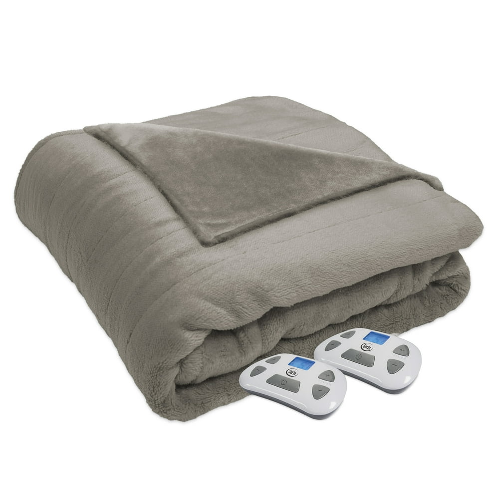 Serta Luxury Plush Electric Heated Blanket, King, Beige