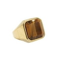 thumbnail image 3 of Durable Titanium Steel Ring With Square Tiger Eye Gemstones For Fashion Accessory And Daily Wear Mens Everyday, 3 of 3