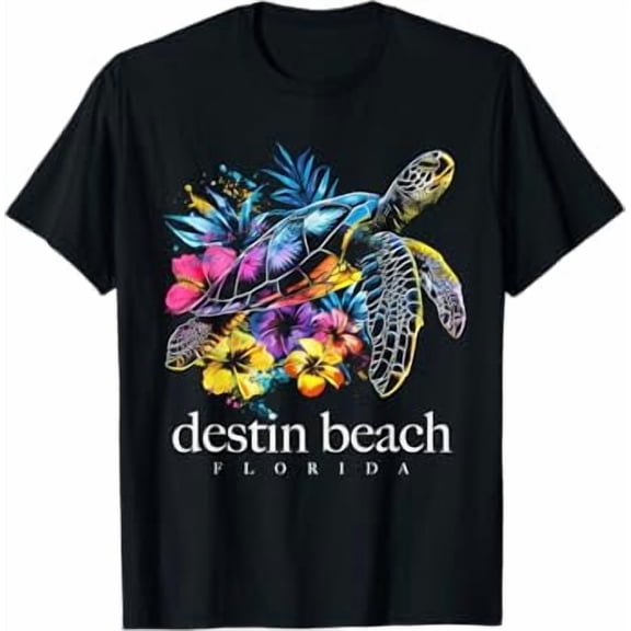 Destin Beach Florida Sea Turtle Scuba Diving Surfer Souvenir T-Shirt