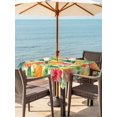 thumbnail image 3 of Outdoor Tablecloth with Umbrella Hole for Patio/Picnic/Party/Camping, Summer Pineapple Waterproof Table Cloth Square Cover Washable, Tropical Fruits Lemon Sage Green Plaid (60"x 60"), 3 of 8