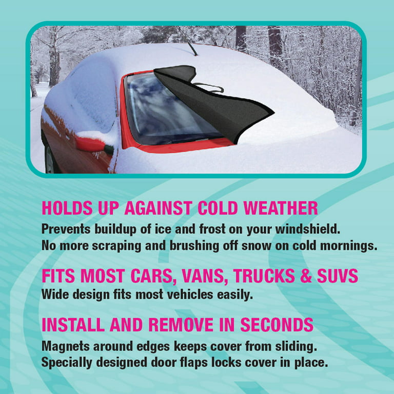 BDK Windshield Cover for Ice Snow and Hail Protection - Waterproof Magnetic  Guard for Winter, Freeze Protector for Auto Truck Van and SUV, Black, 78