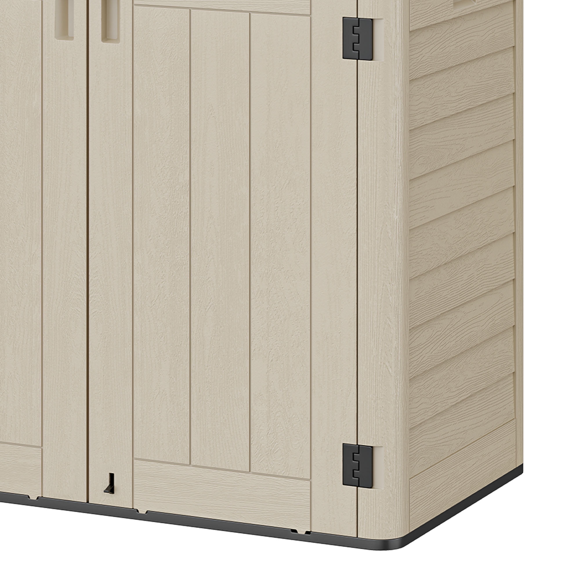 Craftian Vertical Resin Outdoor Storage, 50 cubic feet w/ Shelving for Garden Garage Poolside, Locking Capability, (Khaki & Brown)
