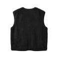 thumbnail image 4 of Women's Sherpa Fleece Vest V Neck Button Down Sleeveless Gilet with Pockets Loose Fit Casual Cozy Warm Layering Outerwear Fall Winter Black, 4 of 8