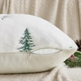thumbnail image 3 of 2Pcs Christmas Decorative Pillow Covers Set of 2 Faux Fur Throw Pillows with Embroidered Christmas Tree 18x18 Inch White Green Winter Couch Covers for Festival Sofa Bedroom Living Room Home Decor, 3 of 5
