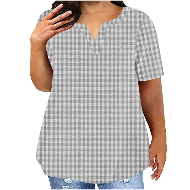 Blouses pour Femmes, T-shirt Décontracté à Manches Courtes Imprimé Col Rond Ample
