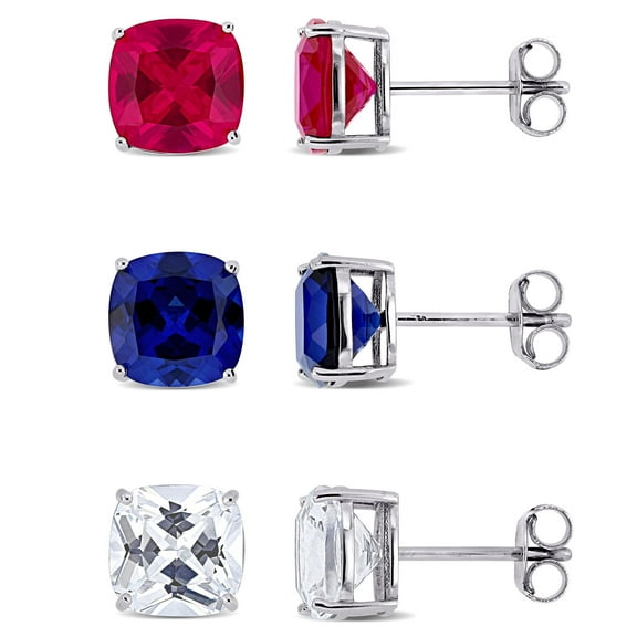 Everly Women's Created Sapphire and Created Ruby Sterling Silver Earrings