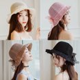 thumbnail image 3 of Minnieouse Sombrero de paja con lazo, tejido ahuecado hecho a mano, cinta parasol para mujer, accesorios de verano Sombreros Negro, 3 of 6