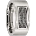 thumbnail image 5 of Stainless Steel Brushed With Grey Cable Inlay 10mm Band (Size 14) Made In China sr168-14, 5 of 5