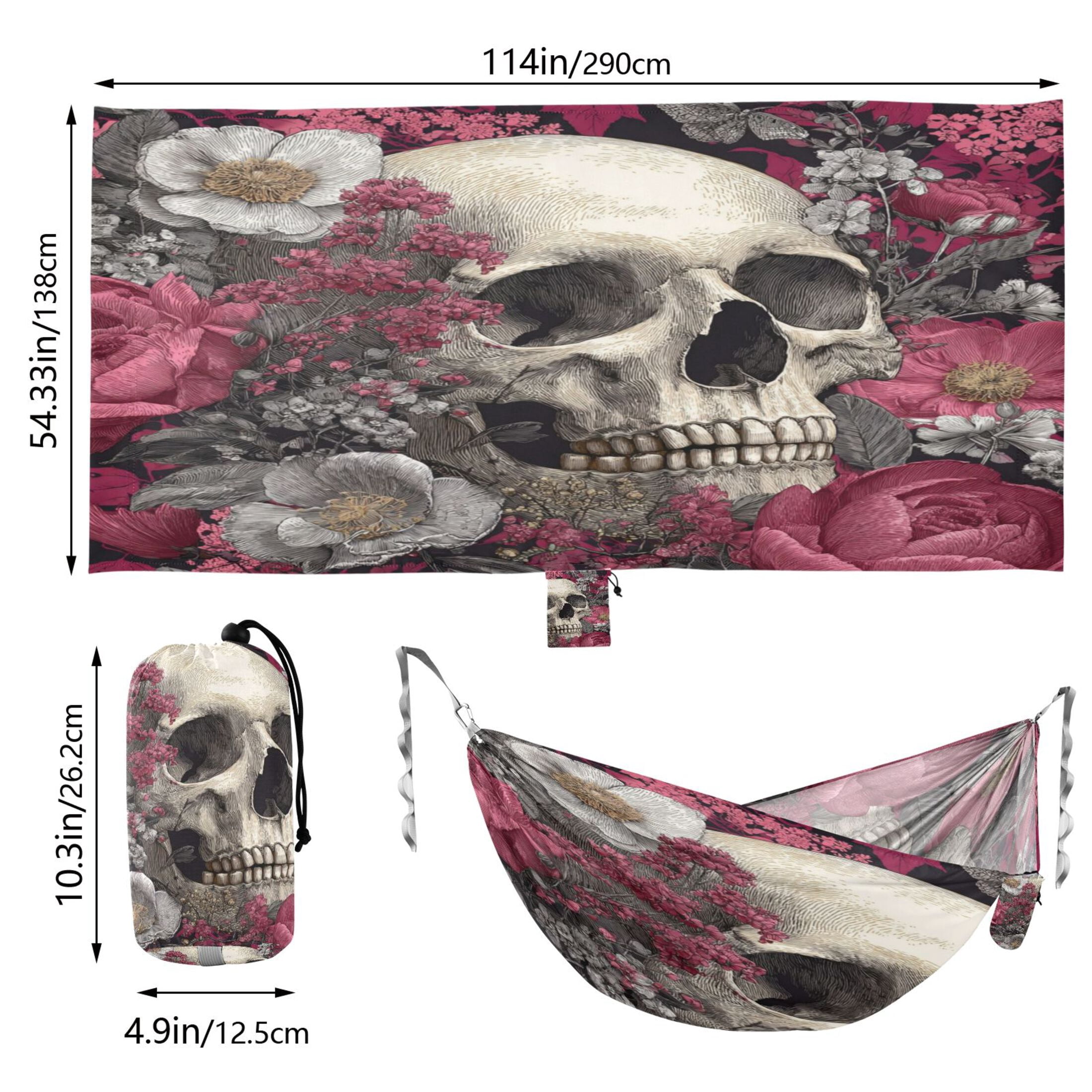Hanging Hammock Portable Travel Camping For Outdooor Beach Camping Hiking Elegant Skull Design
