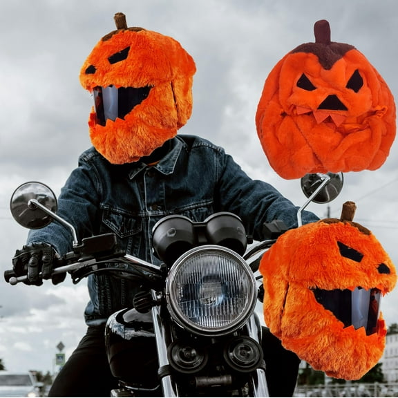 Summercome Halloween Pumpkin Motorcycle Helmet Cover, Christmas Motorcycle Helmet Cover, Pumpkin Helmet Cover, Halloween Hat Decoration Accessories for Men for Motorcycle Helmet, Fun Rides and Gifts