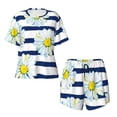 thumbnail image 4 of Picia Daisy Striped Nautical Pajamas Sets for Women Soft Short-Sleeved Pjs with Lounge Shorts Two Piece Sleepwear-Large, 4 of 9