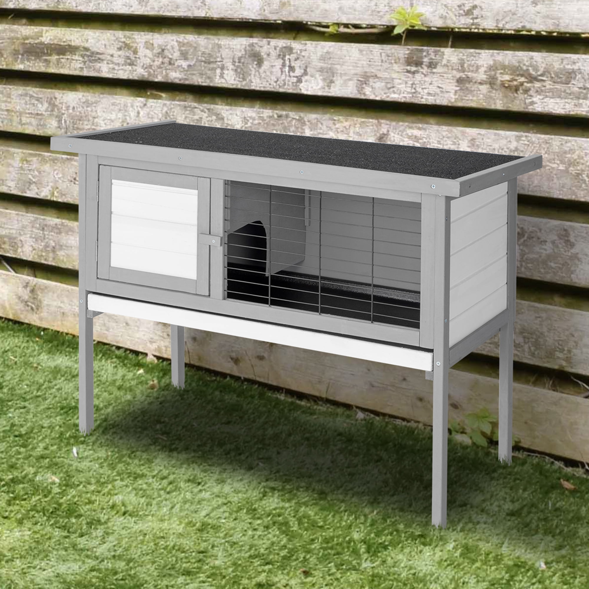 Pefilos 36" Rabbit Hutch for Indoor Wooden Pet Cages Bunny, Guinea Pig House Rabbit Cage, Gray