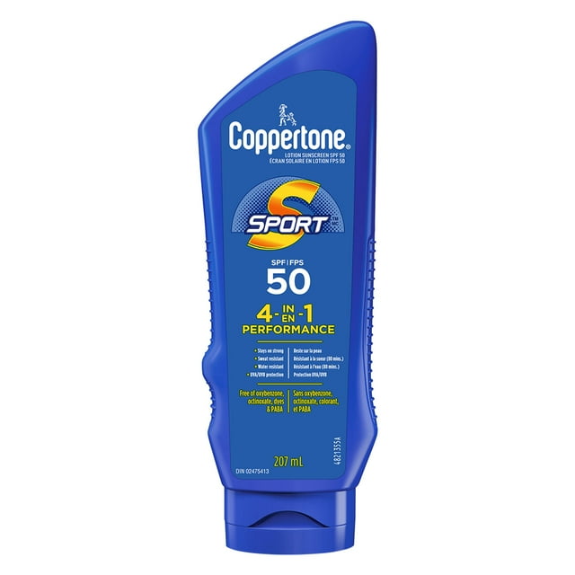 Coppertone Sport Lotion Solaire FPS 50, Résistant à la Sueur et à L’Eau, 207 mL