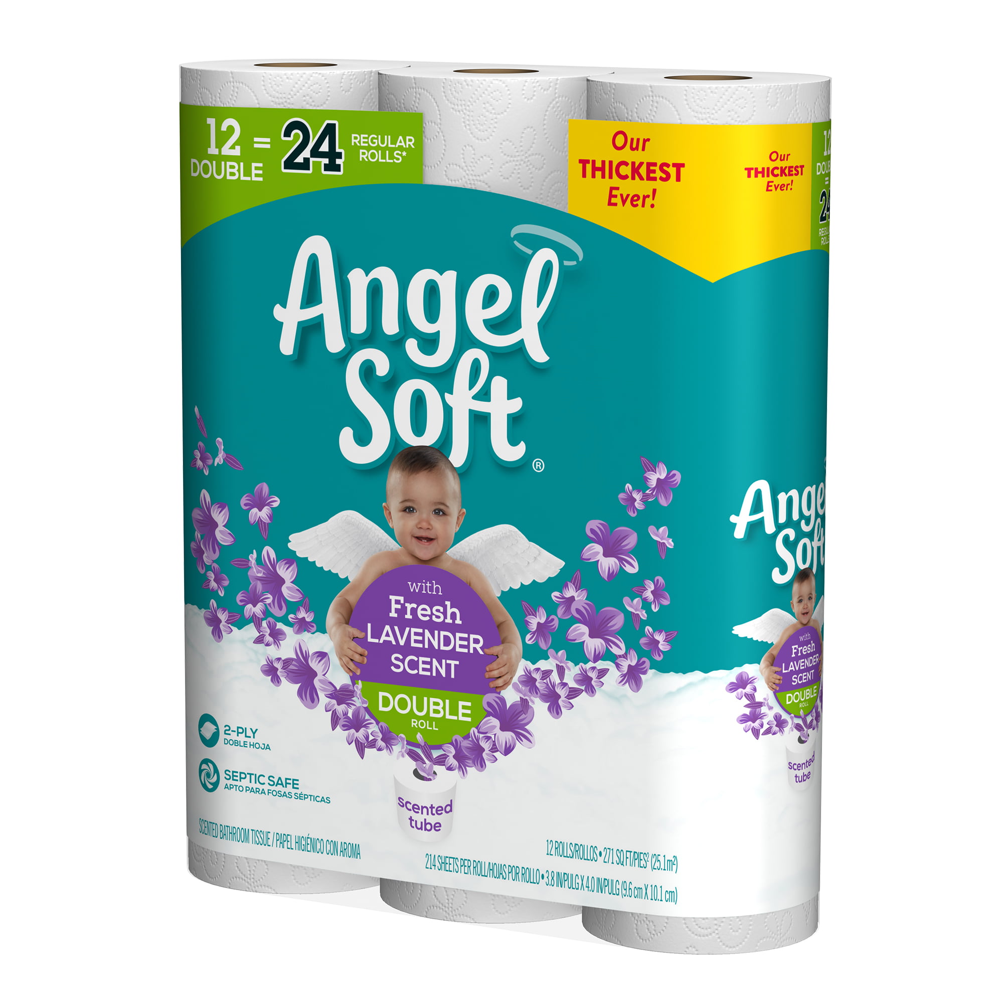 Angel Soft Toilet Paper with Fresh Lavender Scent, 12 Double Rolls - 2