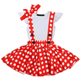 thumbnail image 2 of IBTOM CASTLE Polka Dots Tutu Outfit for Baby Girl Princess 1st Birthday Party Dress up with Overall Suspender Skirt and Headband 6-12 Months White+Red, 2 of 8