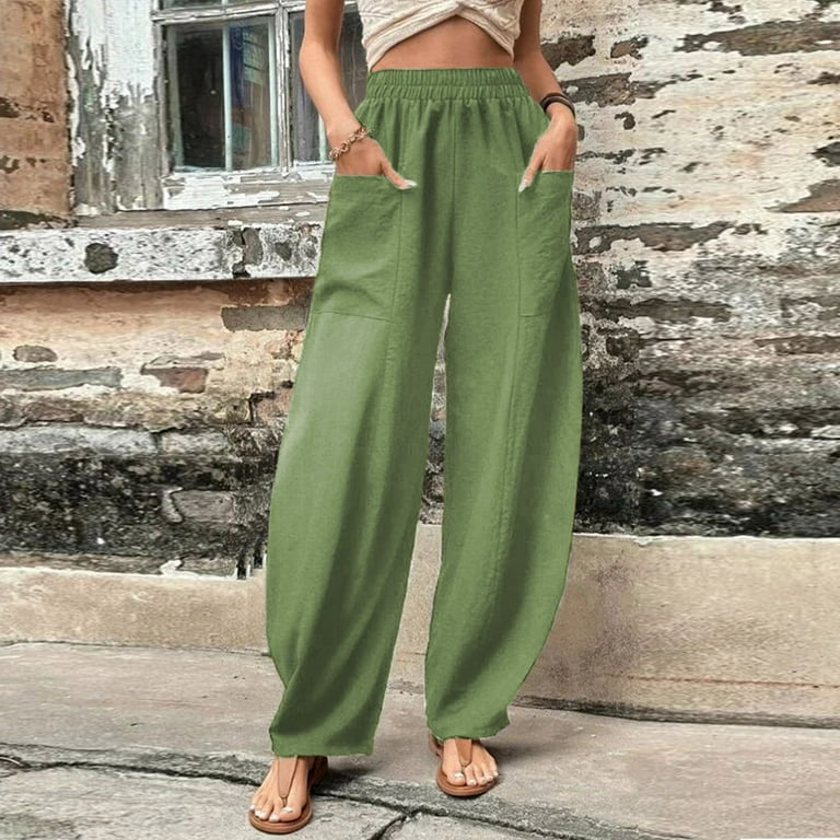 Relaxed fit: stretch cotton trousers - green