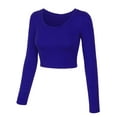 thumbnail image 2 of KOGMO Womens Long Sleeve Crop Top Solid Round Neck T Shirt, 2 of 8