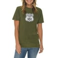 thumbnail image 3 of Big Size California US 101 Graphic Design Vintage Crewneck Tee - Vintage Olive XL, 3 of 4
