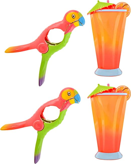 O2COOL MultiColor Parrot and Caribbean Cocktail Shape 4 Piece Plastic