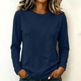 thumbnail image 2 of AherBiu Fall Casual Tops for Women Cotton Tshirt Crewneck Long Sleeve Comfy Fitted Basic Layer Tees Undershirt(Small,Navy), 2 of 6