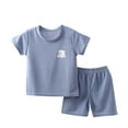 thumbnail image 2 of piuwrlz Shirt and Shorts Set for Baby Boys Girls Solid Color Summer Children's Set Dark Blue Size 100, 2 of 3