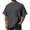 thumbnail image 2 of Mens Fashion Short Sleeve Tshirts Workout Oversize Pullover Solid Color Casual Tees Dark Gray XL, 2 of 5