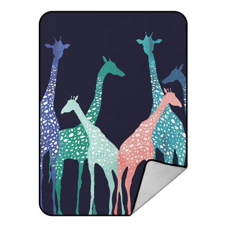 Velvet Giraffe Blanket (GCKG Six Colorful Giraffe Fleece Blanket Crystal Velvet Front and Lambswool Sherpa Fleece Back Throw Blanket)