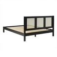 thumbnail image 3 of Pemberly Row Solid Wood Rattan Headboard Queen Bedframe - Black, 3 of 17