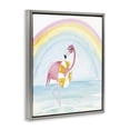 thumbnail image 4 of Stupell Industries Summer Beach Flamingo Coastal Painting Gray Floater Framed Art Print Wall Art, 17 x 21, 4 of 10