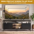 thumbnail image 4 of Industrial TV Stand for 55"/60"/65" Inch TVs with Adjustable Shelf, Entertainment Centre with 2 Door & Open Shelf,Black, 4 of 9