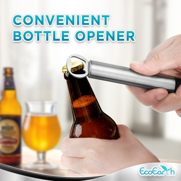 EcoEarth Handheld Smooth Edge Safety Can Opener & Bottle Opener, Black &  Silver