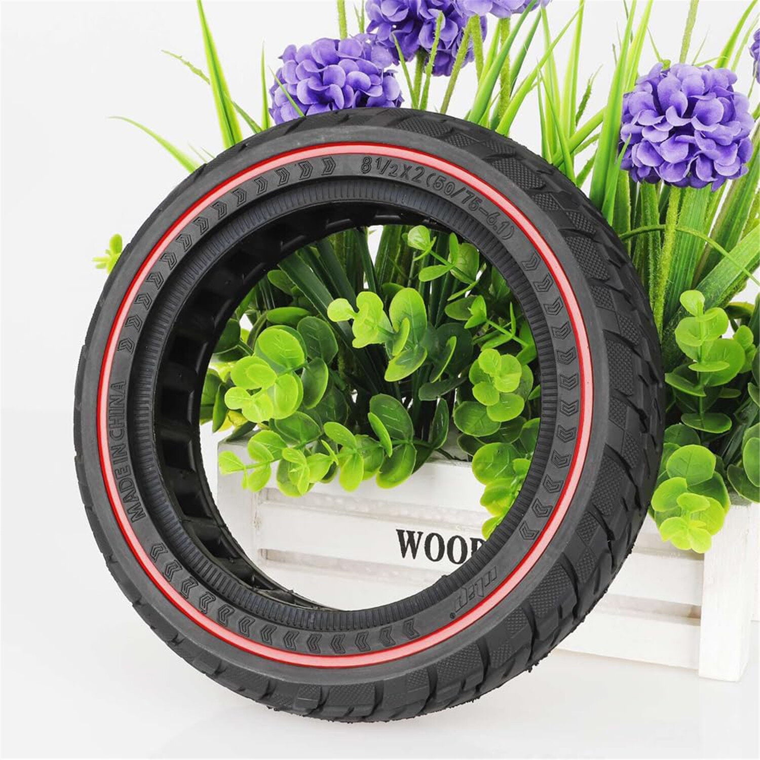 2PCS 8.5 Inch Solid Tire 8 1/2x2 Honeycomb Tires for Electric Scooter 50/75-6.1 Front and Rear Replacement Off-Road Tire with 2 Steel Levers